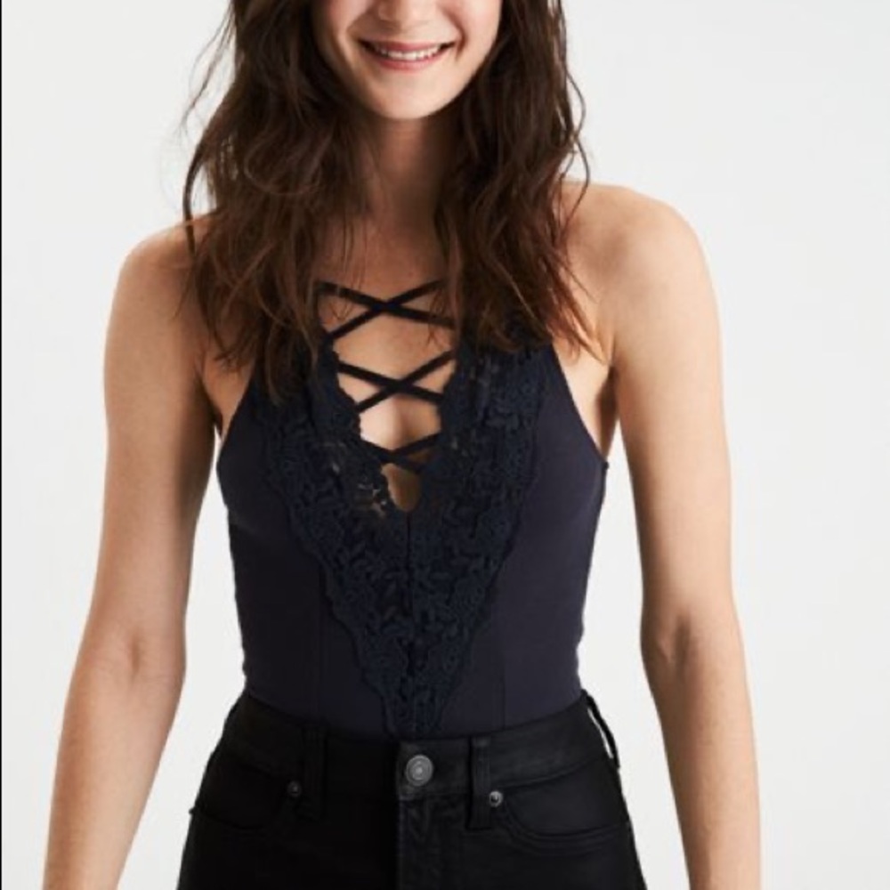 Lace up halter bodysuit